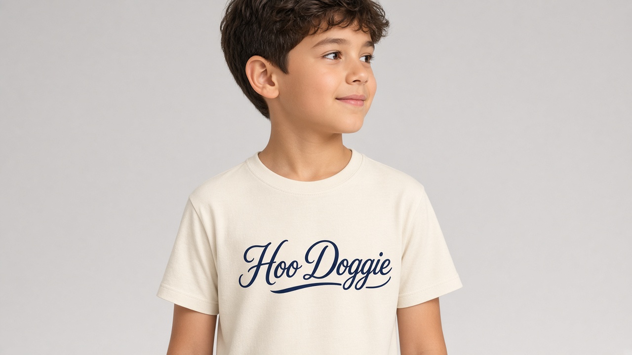 Kids cream script tee