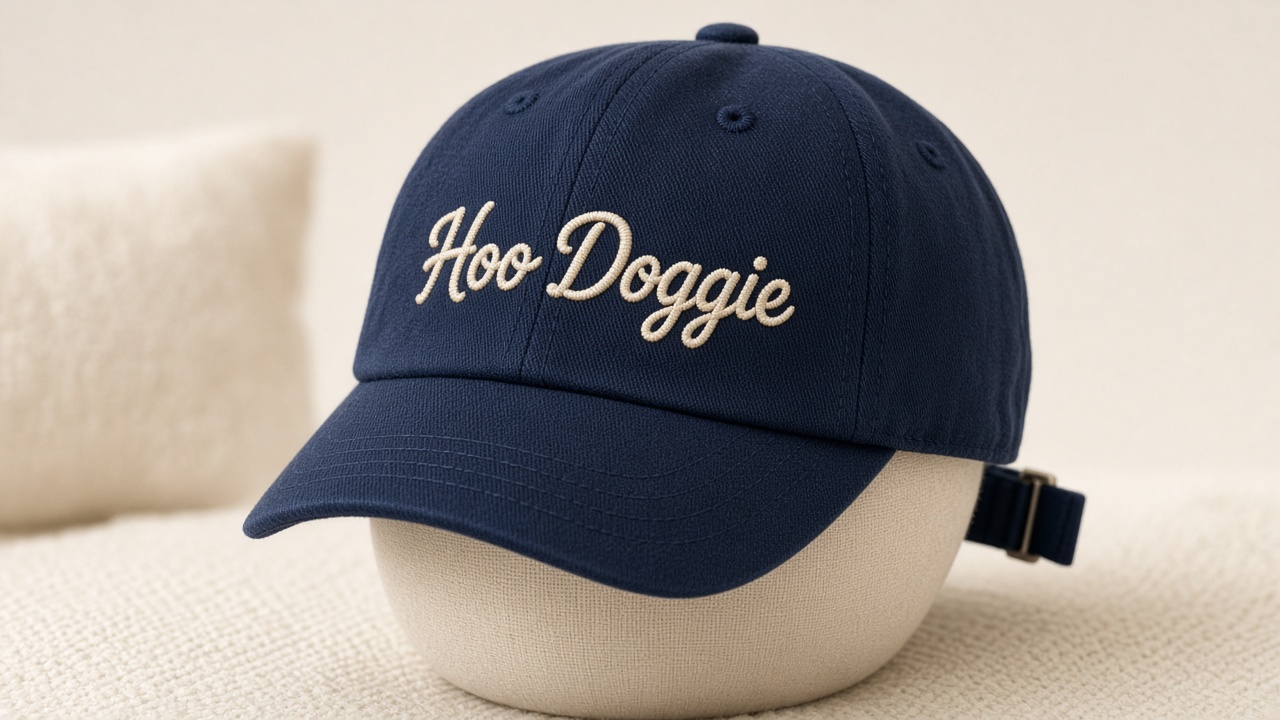 Toddler navy script cap