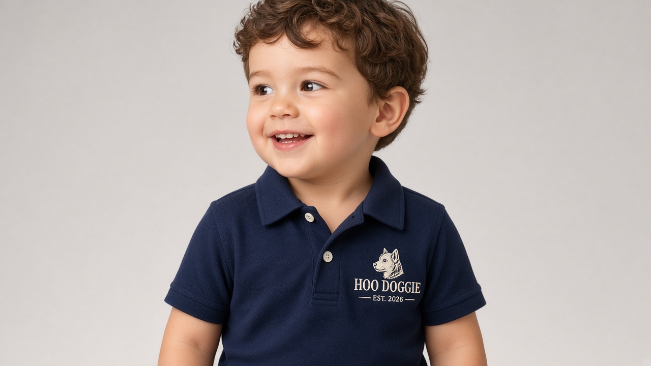 Toddler navy heeler crest polo
